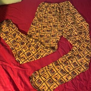Pure Cotton African Elephant Patterned Yellow and Black Pants Quality Comfy